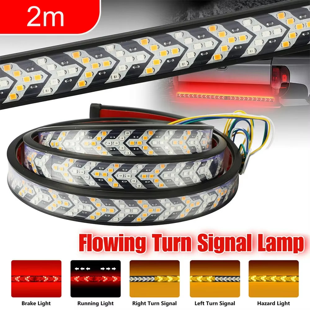 Car Strip Turn Signal Lamp Flowing Dynamic Warning Brake Reverse Tail Light Truck LED Tailgate Light Arrow LED Strip 12V 24V